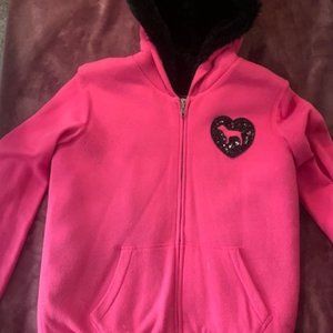 PINK VS Fleece Sherpa Lined Hoodie Sweatshirt Pink